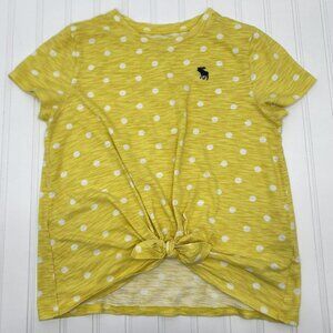 Abercrombie Fitch Kids Yellow Polka‎ Dot T Shirt Short Sleeve Sz 11/12 Tie Front